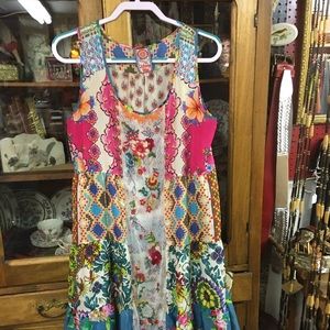 Johnny Was empire style silk dress sz: M